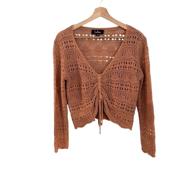 Lulus Tops - Lulus Only Yours Crochet Knit Ruched Sweater Terracota Top M